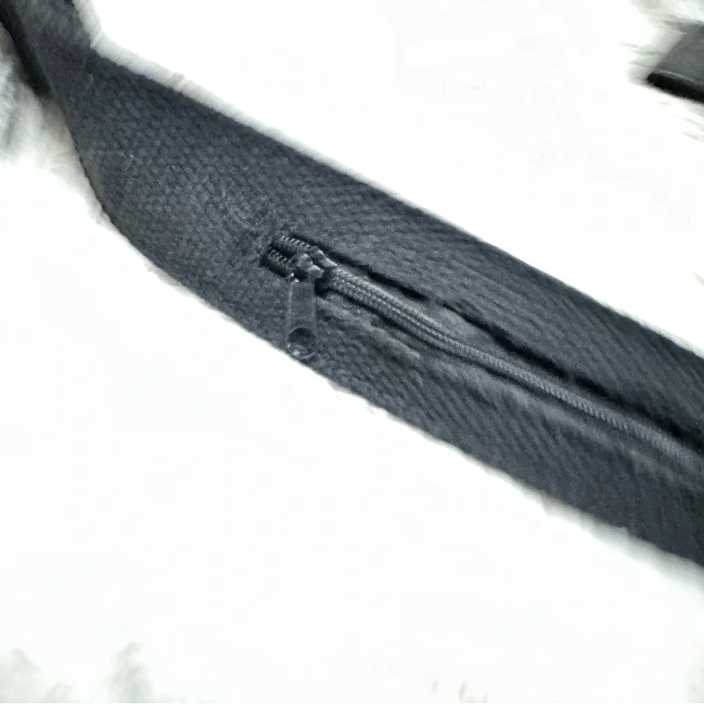 Men's Black Canvas Belt -HIDDEN ZIPPER STORAGE- Black Buckle, Adjustable, 1.5